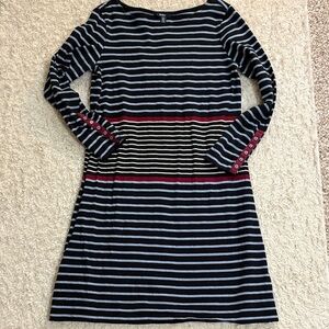 HATLEY L 💯 cotton color block striped midi dress w/ cute button sleeve touches